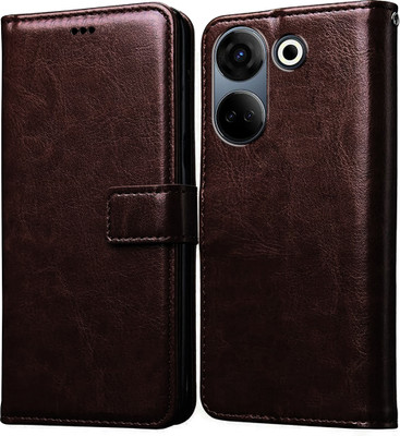 Casotec Flip Cover for Tecno Camon 20 4G(Brown, Pack of: 1)