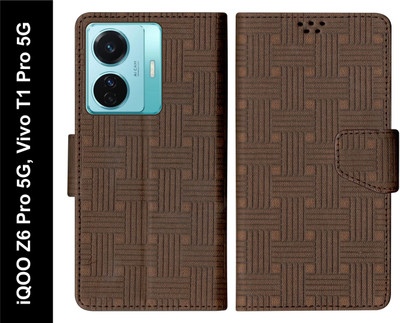 SBMS Flip Cover for iQOO Z6 Pro 5G / Vivo T1 Pro 5G(Brown, Shock Proof, Pack of: 1)