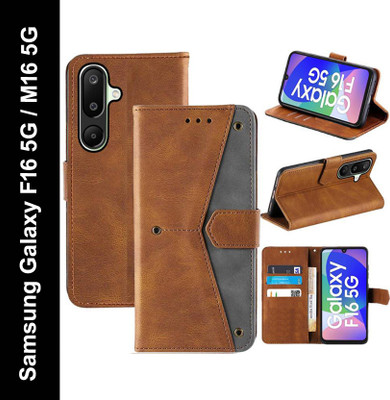 Aaghosh Flip Cover for Samsung Galaxy F16 5G, Samsung Galaxy M16 5G(Brown, Shock Proof, Pack of: 1)