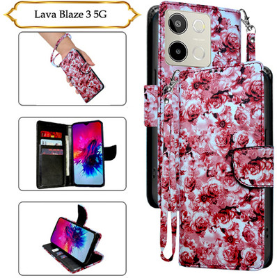 Asmart Flip Cover for Lava Blaze 3 5G(Red, Pack of: 1)