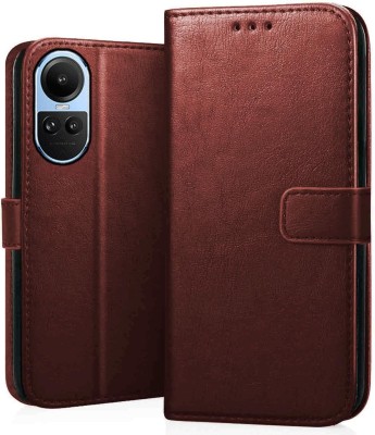SUCH Protective Case for Leather Flip Phone Cover for OPPO-Reno 10 Pro 5G (Brown, Grip Case, Pack of: 1)(Brown)