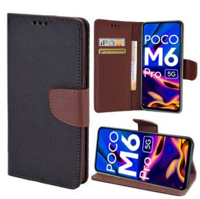 Xtrafit Flip Cover for POCO M6 Pro 5G(Brown, Magnetic Case, Pack of: 1)