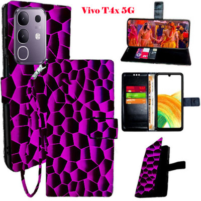 Mxkart Flip Cover for vivo T4x 5G(Pink, Pack of: 1)