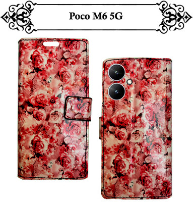 Asmart Flip Cover for Poco M6 5G(Red, Pack of: 1)