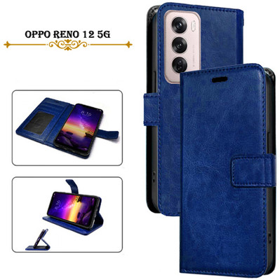 Asmart Flip Cover for OPPO Reno 12 5G(Blue, Pack of: 1)
