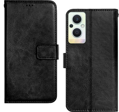 SUCH Flip Cover for Flip Cover for OPPO-F21 Pro 5G (Black, Dual Protection, Pack of: 1)(Black, Cases with Holder)