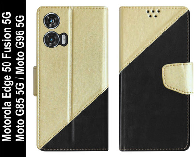 SBMS Flip Cover for Motorola Edge 50 Fusion 5G / Moto G96 5G / Moto G85 5G Back Cover Case(Black, Shock Proof, Pack of: 1)