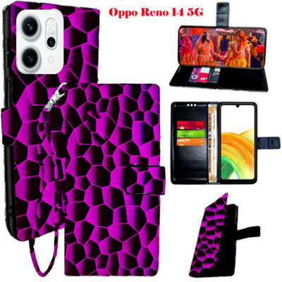 Realgo Flip Cover for Oppo Reno 14 5G(Black, Pack of: 1)