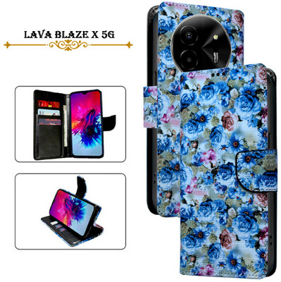 Asmart Flip Cover for Lava Blaze X 5G(Blue, Pack of: 1)
