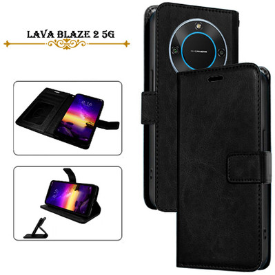 Cutemart Flip Cover for Lava Blaze 2 5G(Black, Pack of: 1)