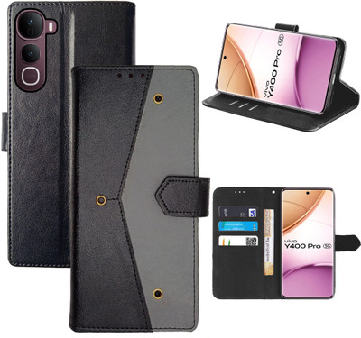 Aaghosh Flip Cover for Vivo Y400 Pro 5G(Black, Shock Proof, Pack of: 1)