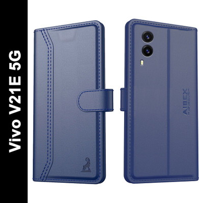 AIBEX Flip Cover for Vivo V21e 5G|Premium Leather Finish | Magnetic Closure | Kickstand Feature | Shockproof(Blue, Magnetic Case, Pack of: 1)