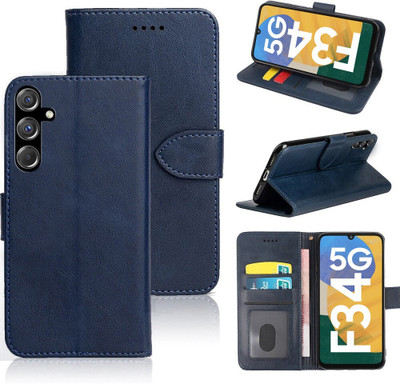 Slugabed Flip Cover for Samsung Galaxy F34 5G, Samsung Galaxy M34 5G(Blue, Cases with Holder, Pack of: 1)
