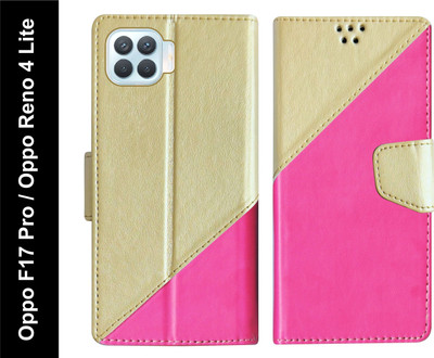 SBMS Flip Cover for Oppo F17 Pro / Oppo Reno 4 Lite / Reno4 Lite Back Cover Case with Magnatic Closure(Pink, Shock Proof, Pack of: 1)