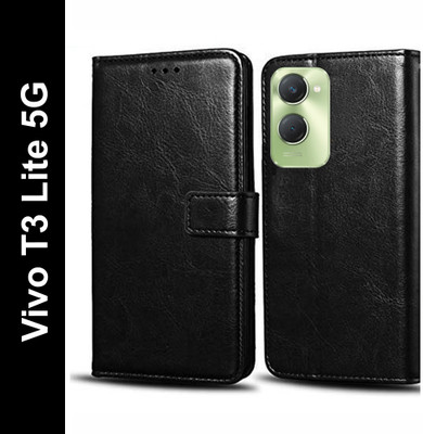 Mashgul Flip Cover for Vivo T3 Lite 5G, Vivo Y28e 5G, Vivo Y28s 5G(Black, Shock Proof, Pack of: 1)
