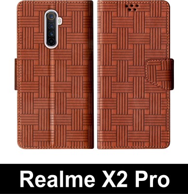 SBMS Flip Cover for Realme X2 Pro(Brown, Shock Proof, Pack of: 1)