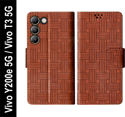 SBMS Flip Cover for Vivo Y200e 5G / Vivo T3 5G Back Cover Case with Magnatic Closure(Brown, Shock Proof, Pack of: 1)