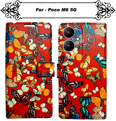 Asmart Flip Cover for Poco M6 5G(Red, Pack of: 1)