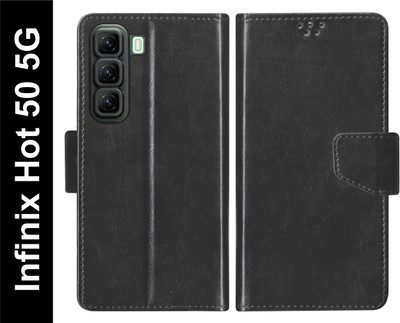 SBMS Flip Cover for Infinix Hot 50 5G Back Cover Case with Magnatic Closure(Black, Shock Proof, Pack of: 1)