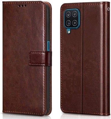 Black Spider Flip Cover for Samsung galaxy M12 / A12(Brown, Pack of: 1)