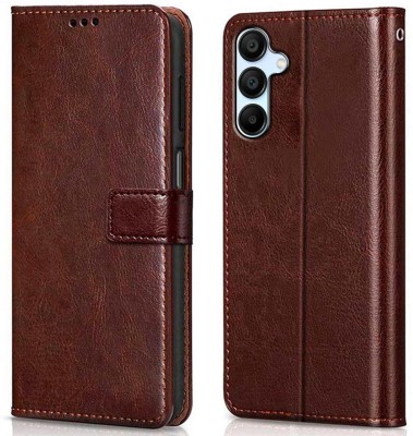 MAMOABHI Flip Cover for SAMSUNG A15 5G ARTIFICIAL LEATHER BACK CASE(Brown, Shock Proof, Pack of: 1)