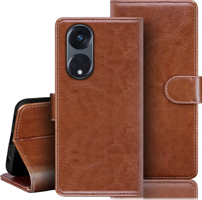 Roxel Flip Cover for Oppo Reno 8T 5G(Brown, Dual Protection, Pack of: 1)