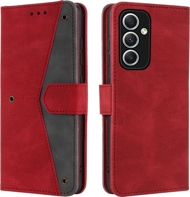 Aarov Flip Cover for Samsung Galaxy M34 5G(Red, Dual Protection)