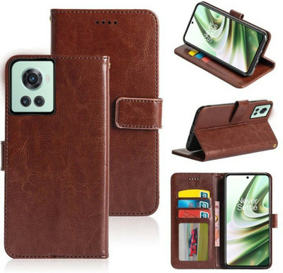Slugabed Flip Cover for OnePlus 10R 5G(Brown, Dual Protection, Pack of: 1)