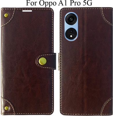 MAXSHAD Flip Cover for Oppo A1 Pro 5G(Brown, Magnetic Case)