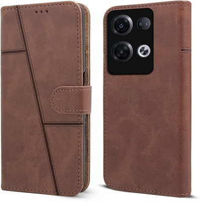 spaziogold Flip Cover for OPPO RENO 8 5G(Premium Leather Material | 360-Degree Protection | Card Slots and Wallet)(Brown, Dual Protection, Pack of: 1)