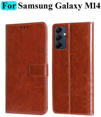 Mashgul Flip Cover for Samsung Galaxy M14 5G(Brown, Shock Proof, Pack of: 1)