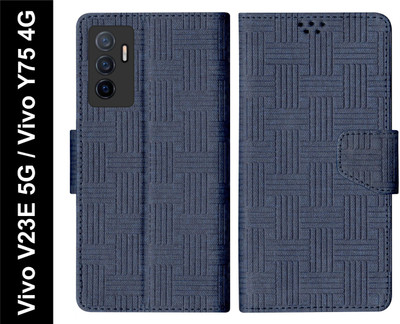 SBMS Flip Cover for Vivo V23E 5G / Vivo Y75 4G Back Cover Case with Magnatic Closure(Blue, Shock Proof, Pack of: 1)