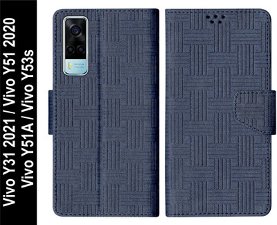 SBMS Flip Cover for Vivo Y51A / Vivo Y31 2021 / Vivo Y51 2020 / Vivo Y53s Back Cover Case(Blue, Shock Proof, Pack of: 1)
