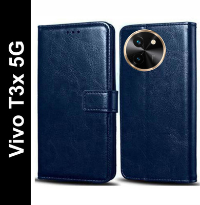 Mashgul Flip Cover for Vivo T3x 5G(Blue, Shock Proof, Pack of: 1)