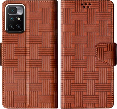 SScase Flip Cover for Redmi 10 Prime (2022)(Brown, Shock Proof, Pack of: 1)