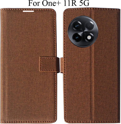 MYSHANZ Flip Cover for OnePlus 11R 5G(Brown, Magnetic Case)