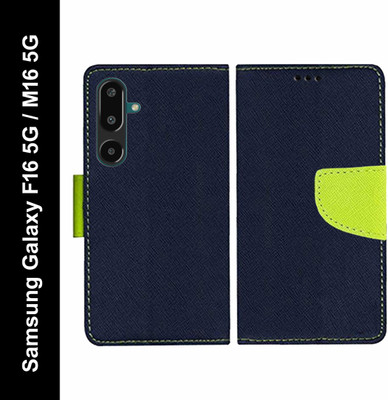 Wristlet Flip Cover for Samsung Galaxy F16 5G, Samsung Galaxy M16 5G(Blue, Cases with Holder, Silicon, Pack of: 1)