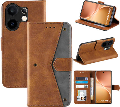 Autofocus Flip Cover for Vivo V60 5G(Brown, Camera Bump Protector, Pack of: 1)