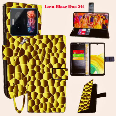 Mxkart Flip Cover for Lava Blaze Dua 5G(Yellow, Pack of: 1)