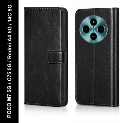 Cockcrow Flip Cover for POCO M7 5G, POCO C75 5G, Redmi A4 5G, Redmi 14C 5G(Black, Shock Proof, Pack of: 1)