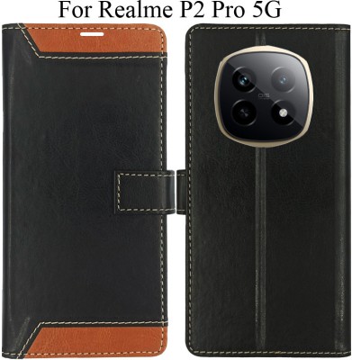 MAXSHOPY Flip Cover for Realme P2 Pro 5G(Brown, Magnetic Case)