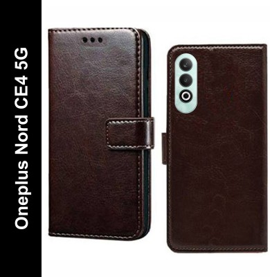 Turncoat Flip Cover for OnePlus Nord CE4 5G(Brown, Grip Case, Pack of: 1)