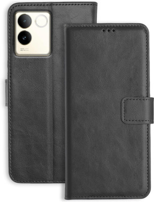 LOGELI Flip Cover for Vivo T2 Pro 5G PU Leather Flip Cover Wallet Case with TPU Silicone Case Back Cover(Black, Cases with Holder, Pack of: 1)