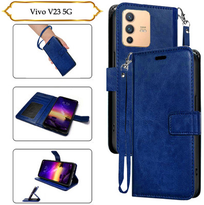 Cutemart Flip Cover for Vivo V23 5G(Blue, Pack of: 1)