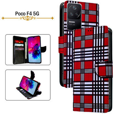 Asmart Flip Cover for Poco F4 5G(Red, Pack of: 1)