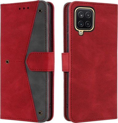 Aarov Flip Cover for Samsung Galaxy M32 4G(Red, Dual Protection)