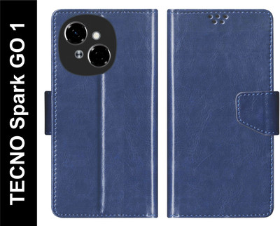 SBMS Flip Cover for TECNO Spark GO 1 Back Cover Case with Magnatic Closure(Blue, Shock Proof, Pack of: 1)