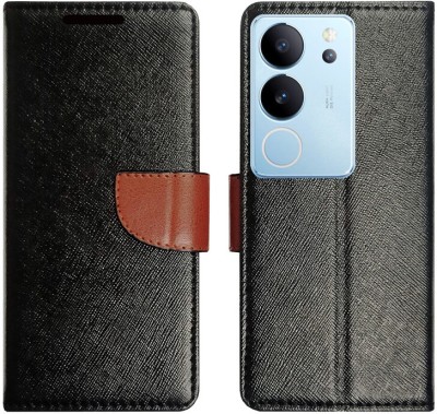 MyFlips Flip Cover for Vivo V29 Pro 5G in High Quality Material(Brown, Magnetic Case, Pack of: 1)
