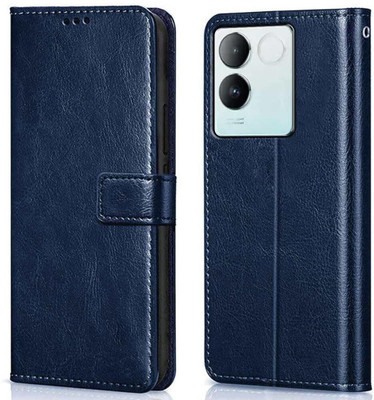 WOW Imagine Flip Cover for iQOO Z7 Pro | Vivo T2 Pro 5G Card Pockets Wallet & Stand(Blue, Magnetic Case, Pack of: 1)