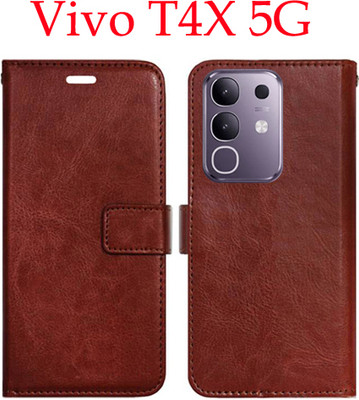 Shanno Enterprises Flip Cover for Vivo T4x 5G(Brown, Pack of: 1)